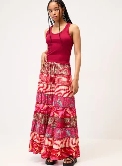 Colourful paisley pattern peasant skirt