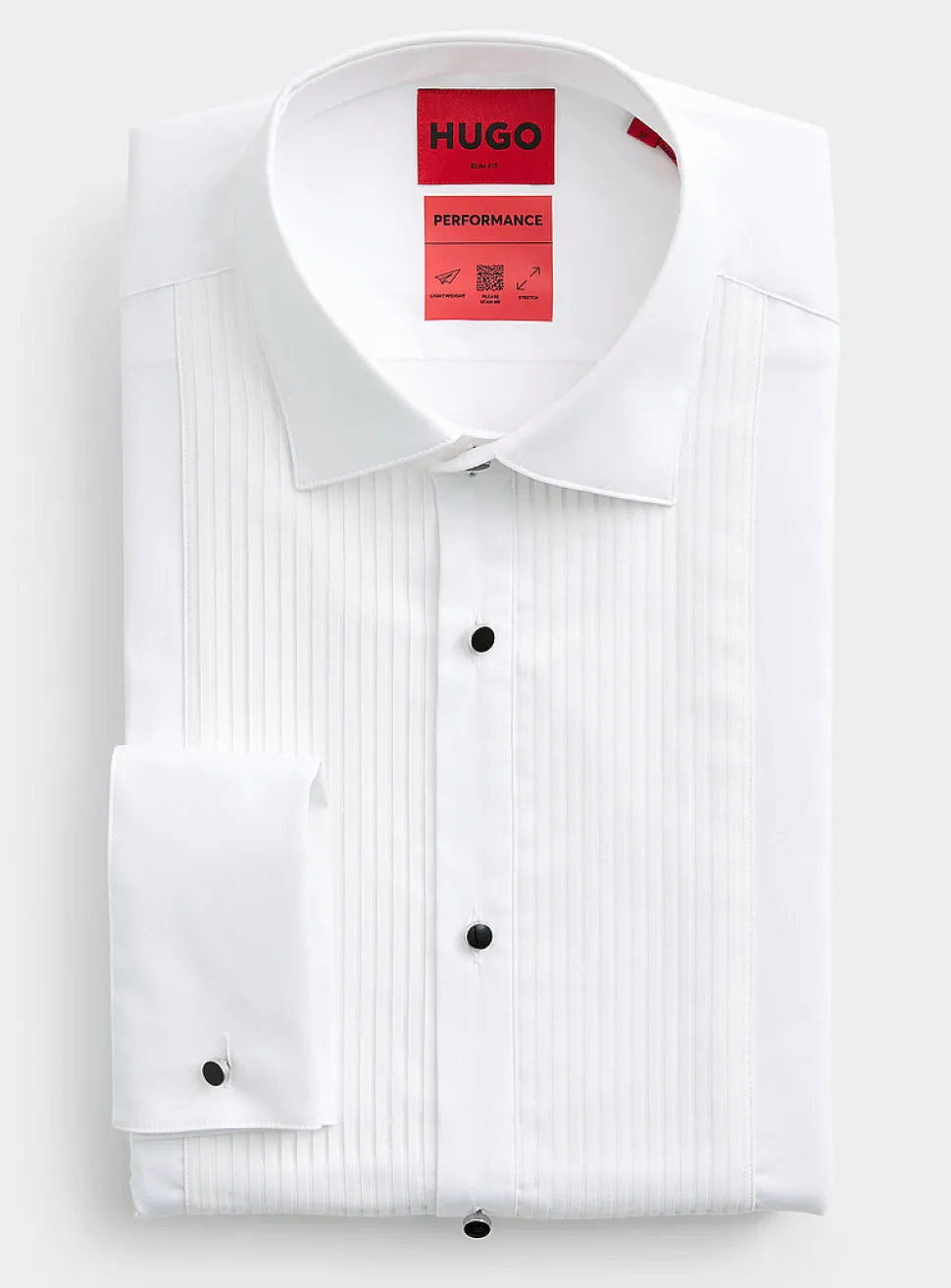 Contrast buttons and bib tuxedo shirt