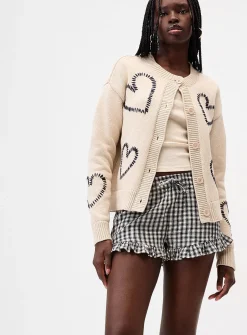 Contrasting hearts cardigan
