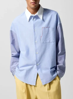 Contrasting sleeves Oxford collar shirt