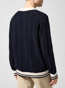 Contrasting trim knit cardigan