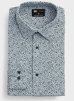Contrast micro-flower shirt