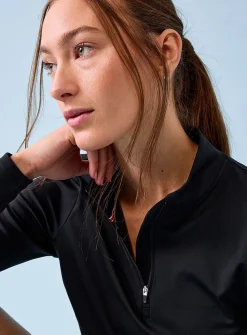 Contrast-trim mock-neck golf top