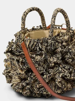 Coral reef small black and beige bag