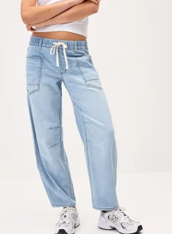 Cord waist barrel jean