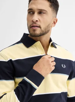 Corn-accent striped rugby polo