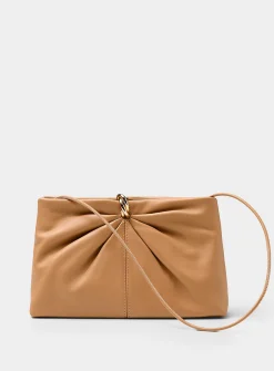 Corrine triple-ring pleated suede clutch