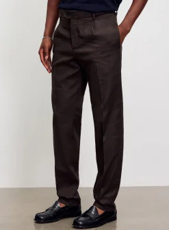 Cotton-linen pleated pant