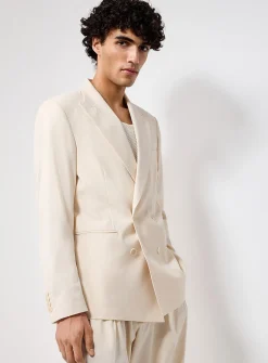 Cream double-breasted blazer