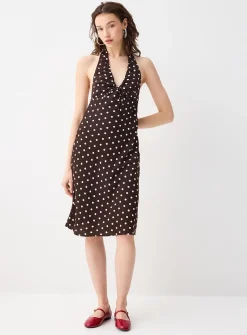 Crepe halter midi dress