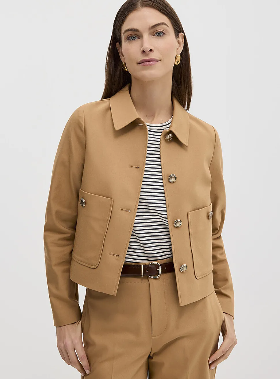 Crest buttons shirt-collar blazer