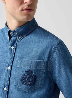 Crest logo soft denim shirt