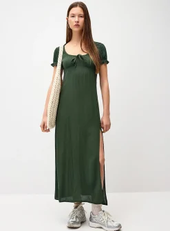 Crinkled-finish maxi dress