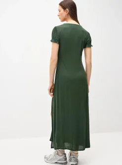 Crinkled-finish maxi dress