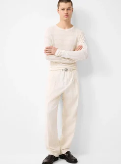 Crinkled jacquard pant