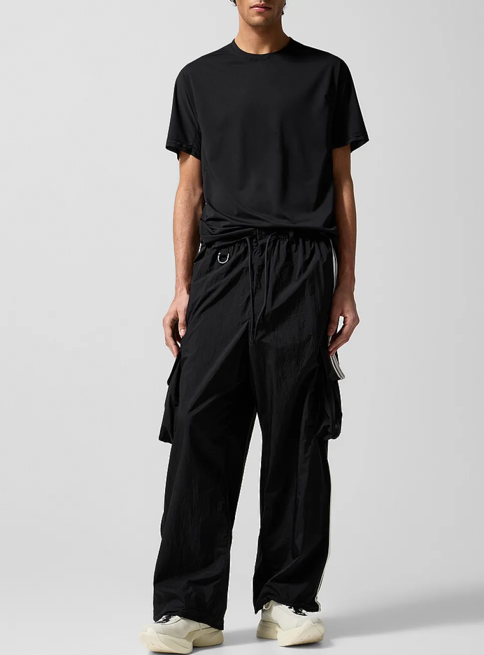 Crinkled nylon cargo track pant