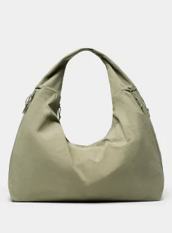 Crinkled nylon half-moon bag