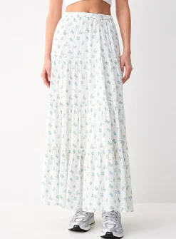 Crinkled ruffled-tier skirt