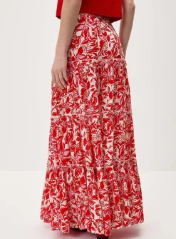 Crinkled ruffled-tier skirt