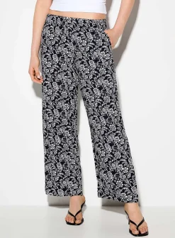 Crinkled texture cropped wide-leg pant