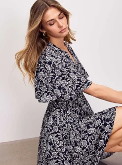 Crinkled texture flared minidress