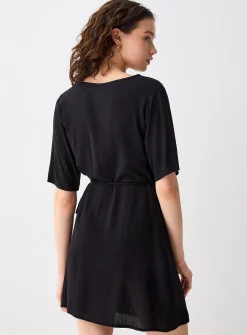 Crinkled wrap-style minidress