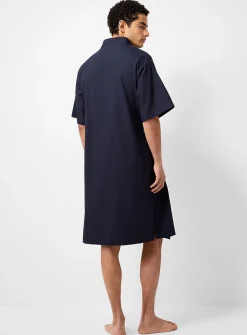 Crisp navy poplin kimono robe