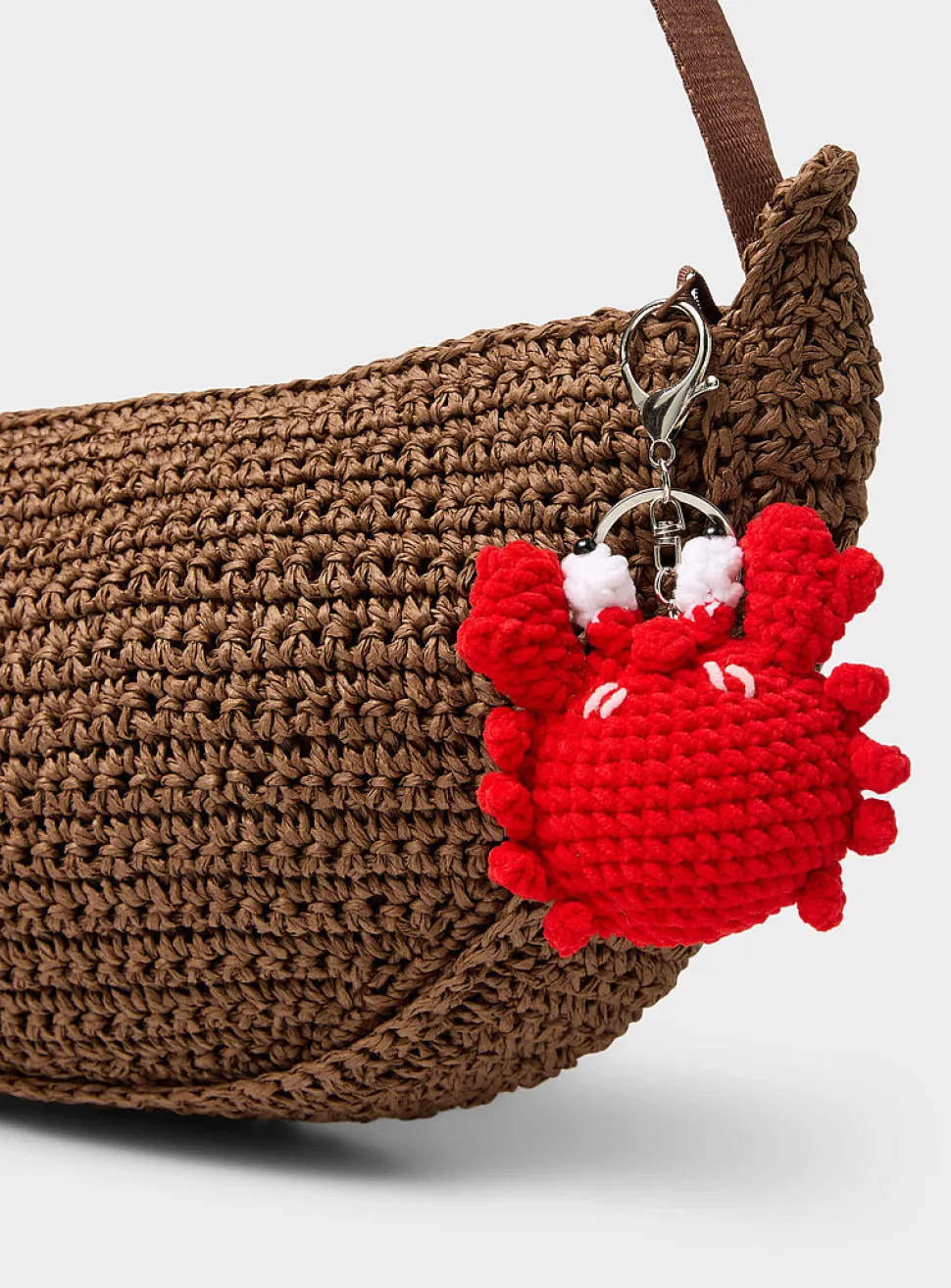 Crocheted crab charm keychain