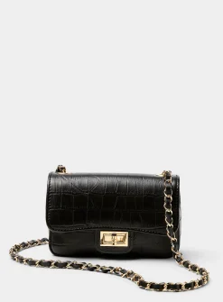 Croc-like leather evening bag