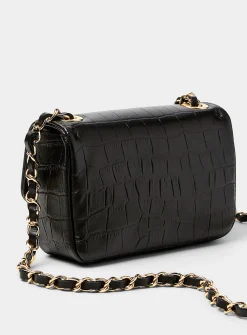 Croc-like leather evening bag