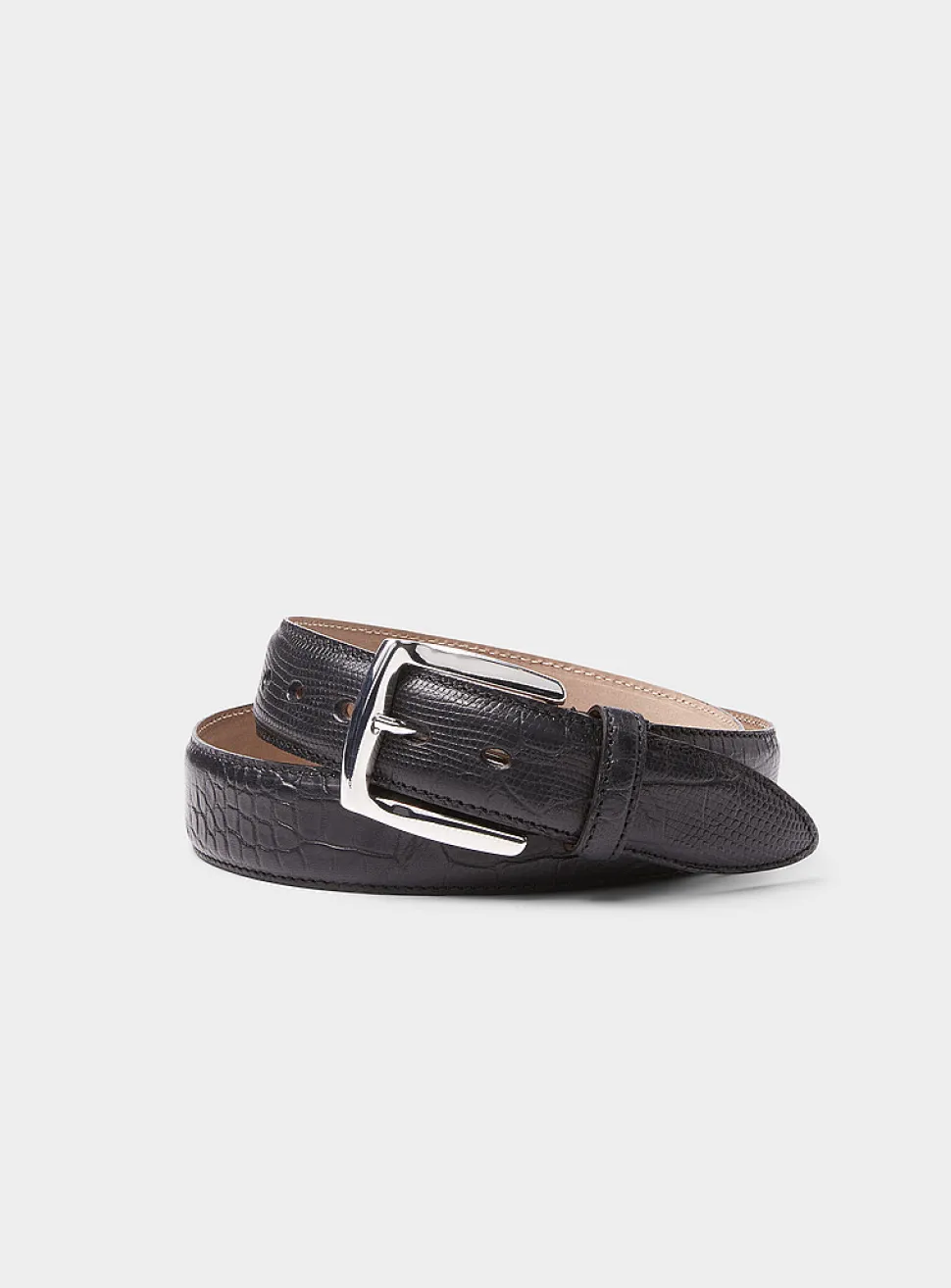 Croc-textured leather belt