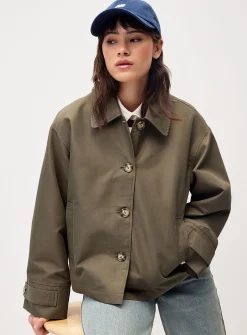 Cropped boxy-fit trench coat