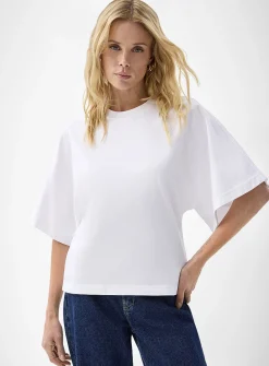 Cropped elbow-sleeve T-shirt