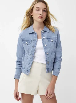 Cropped fitted stretch jean jacket