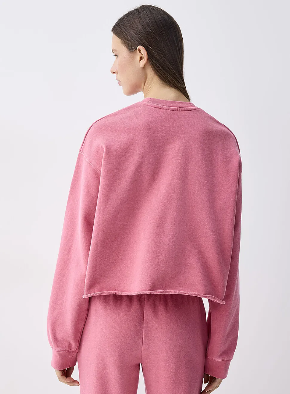 Cropped fleece sweatshirt
