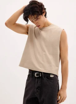 Cropped ribbed muscle tee