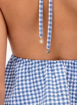 Cropped seersucker halter cami
