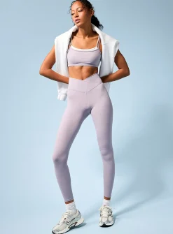 Crossover-waist velvety legging