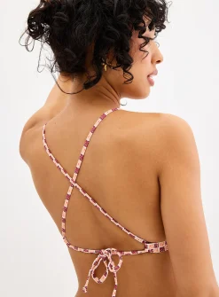 Cross-strap triangle bikini top