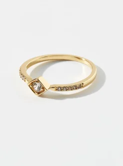 Crystal diamond ring