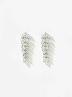 Crystal leaf pendant earrings