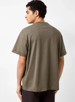 Cuffed short-sleeve Henley T-shirt