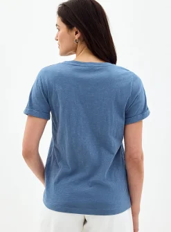 Cuffed-sleeve organic cotton T-shirt