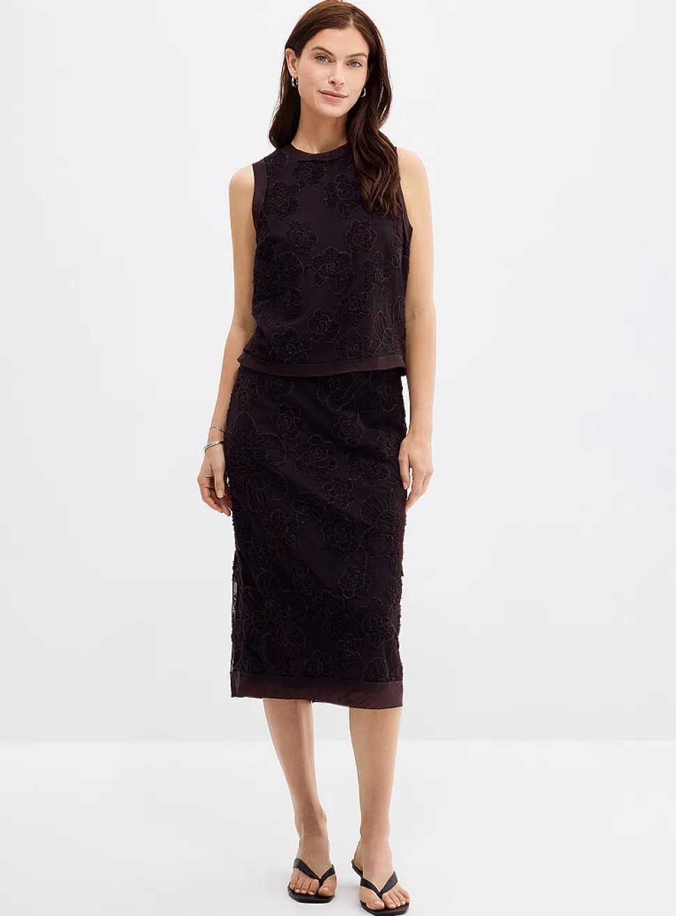 Daysee chocolate floral tulle skirt