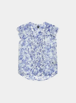 Delicate pleating sheer chiffon blouse