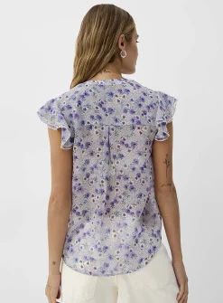 Delicate pleating sheer chiffon blouse