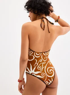 Della solar spiral halter one-piece