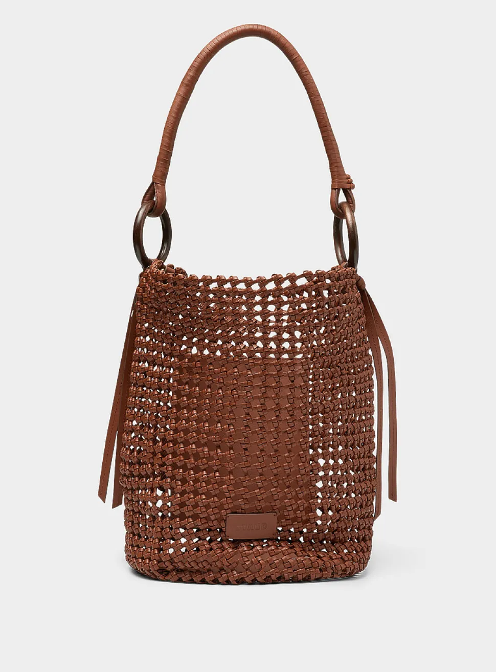 Del Mar openwork woven leather bucket bag