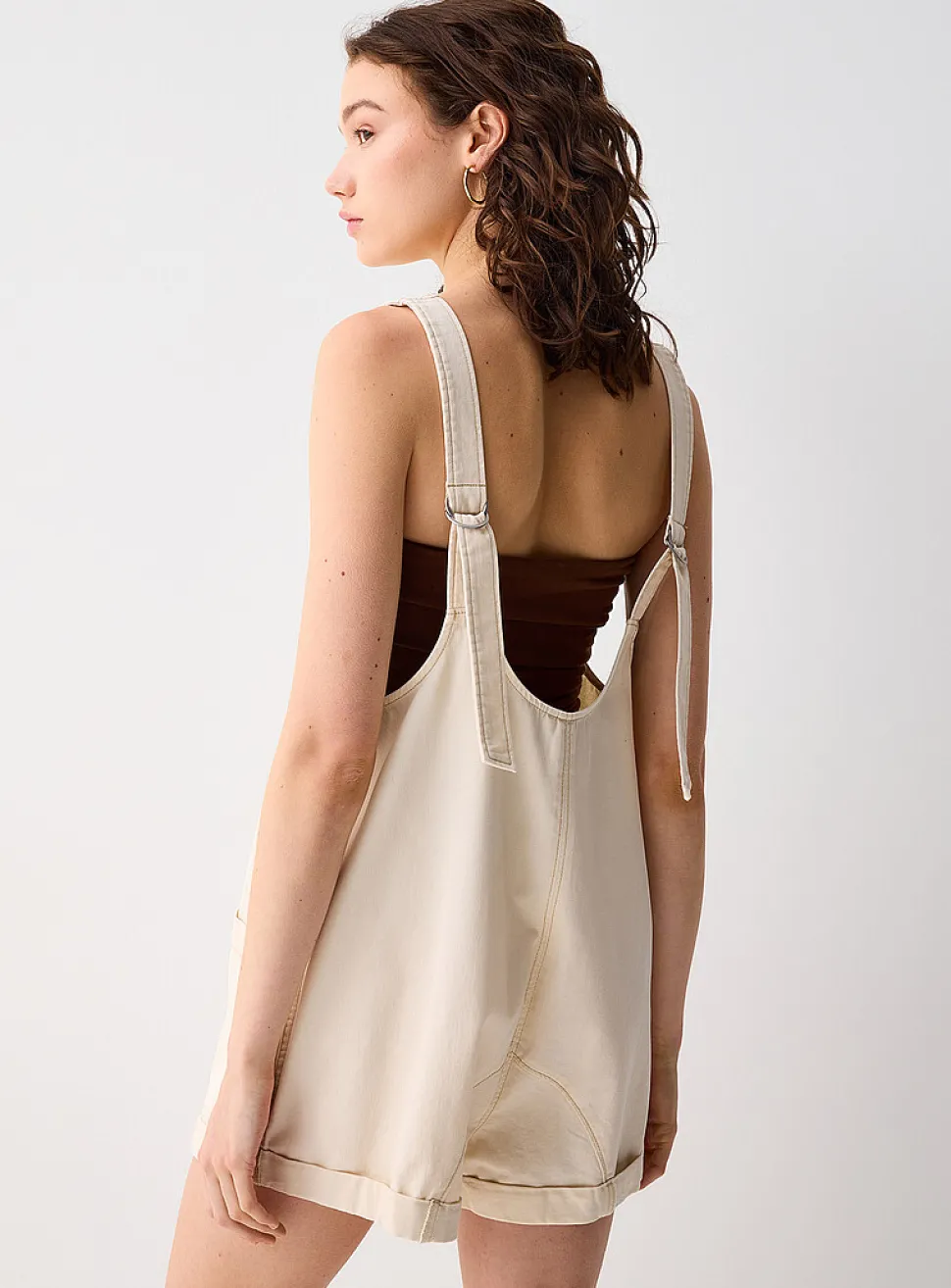 Denim carpenter romper