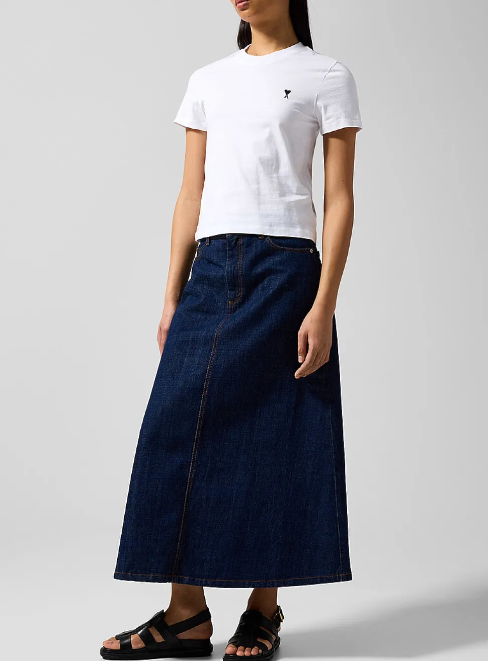 Denim midi skirt